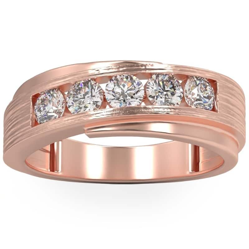 1Ct Lab Grown Diamond Men's Ring Brushed Wedding Band White Rose or Yellow Gold