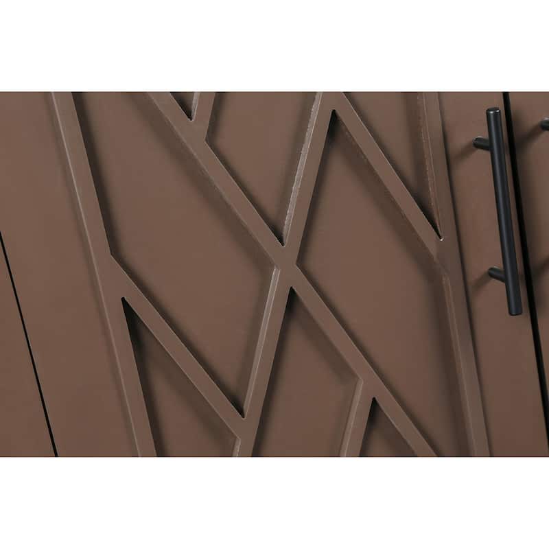 Accent Cabinet 4 Door Wooden Twill Sideboard Storage Cabinet