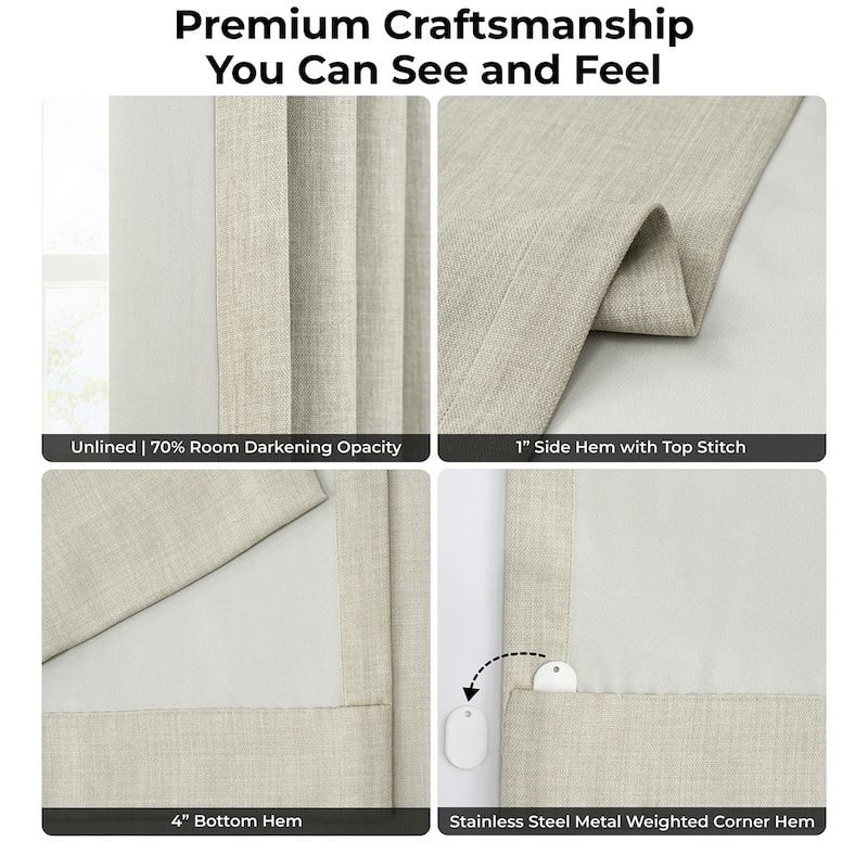 Exclusive Fabrics Textured Faux Linen Extra Wide Curtains Rod Pocket Single Panel (1 Panel)