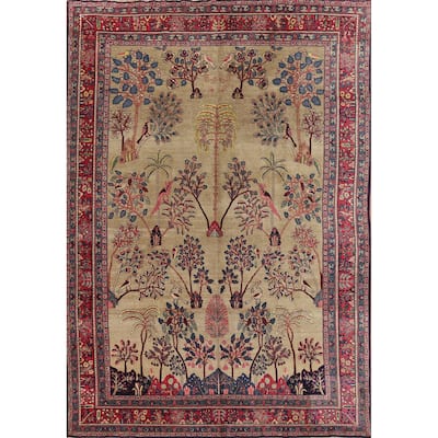 Vegetable Dye Mashad Persian Area Rug Hand-Knotted Wool Carpet - 9'9"x 13'0"
