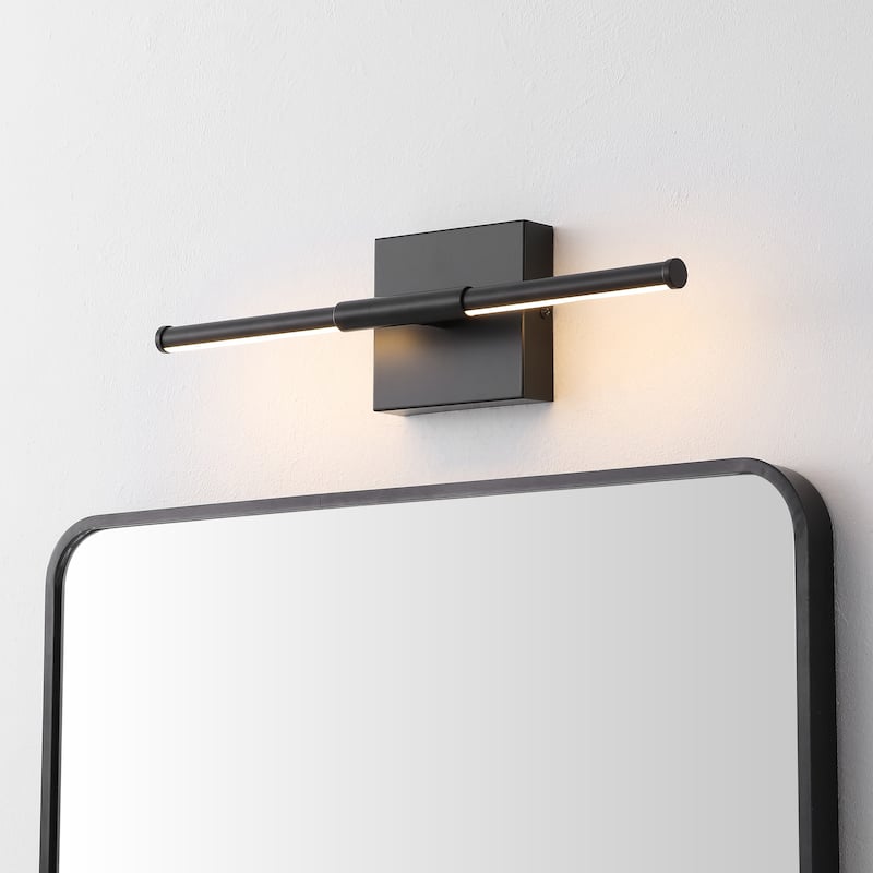 28" Dimmable Integrated LED Metal Wall Sconce, by JONATHAN Y - 16.25" - Black