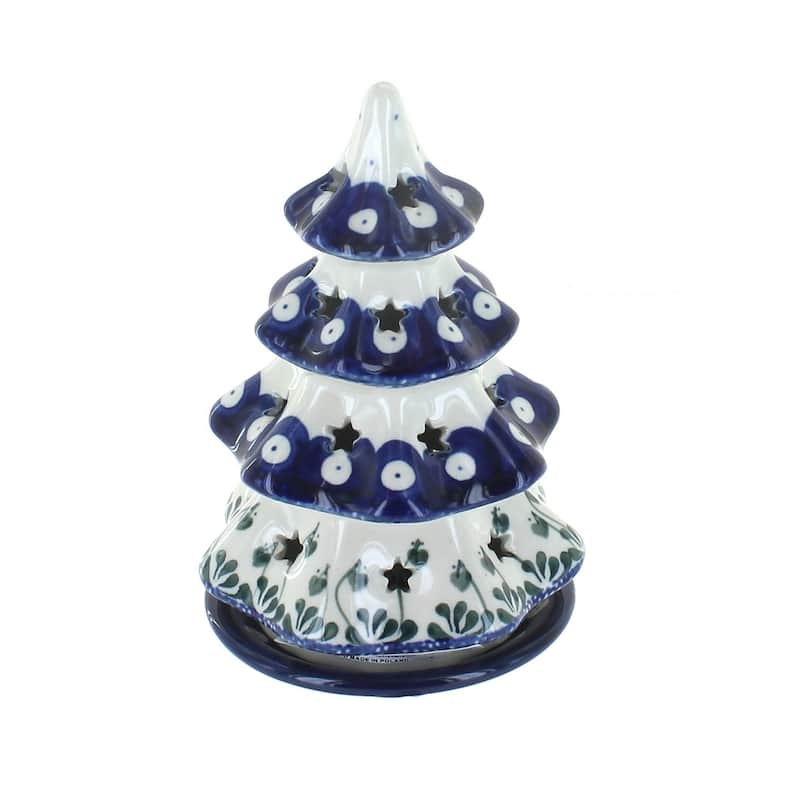 Blue Rose Polish Pottery 512 Ceramika Artystyczna Small Christmas Tree Luminary - Alyce