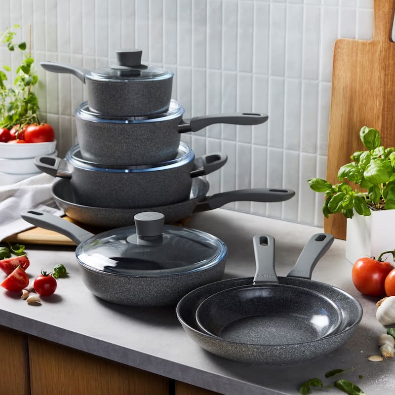 ZWILLING Parma Plus Ceramic 10-pc Aluminum Ceramic Nonstick Cookware Set - Grey