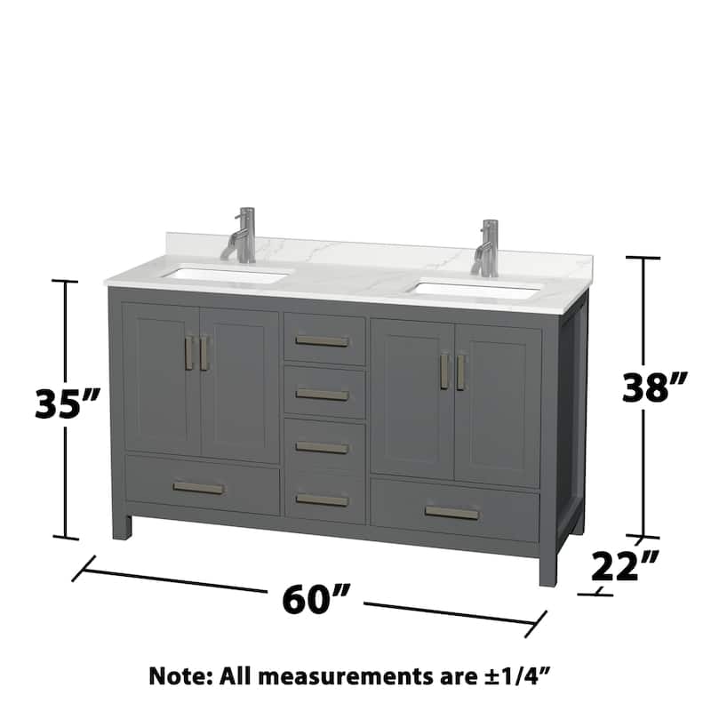 Sheffield 60-inch Double Vanity, Single Hole Quartz Top