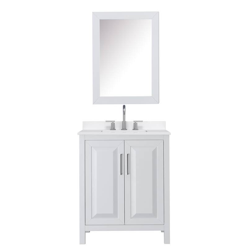 Daria 30-inch Single Vanity, 3 Hole Quartz Top, Med Cabinet