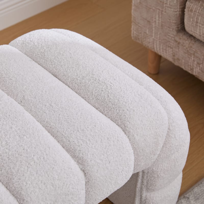 69.7" W Modern Chenille Bedroom Entryway Bench with Wood Legs