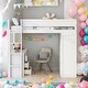 preview thumbnail 1 of 18, Wood Twin Size Loft Bed with Wardrobes and 2-Drawer Desk with Cabinet,White White