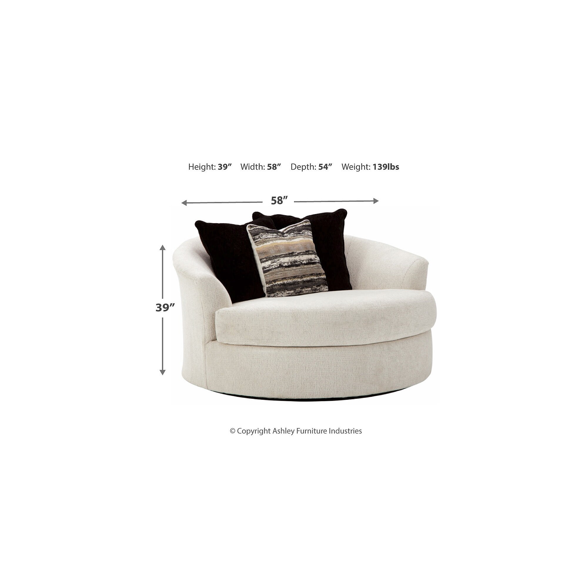 Signature Design by Ashley Cambri White Oversized Round Swivel