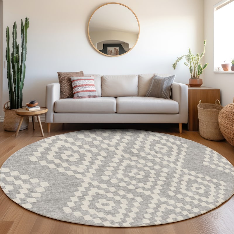 Premium Washable Super Soft Moroccan Modern Mayfield Rug - Silver - 8' x 8'
