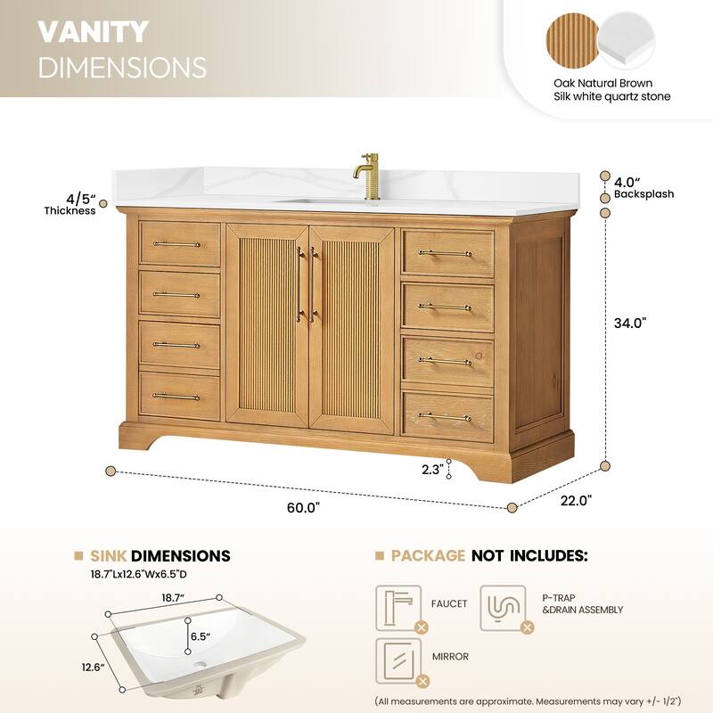 Tokyo Bath Vanity with Quartz Stone Top without Mirror