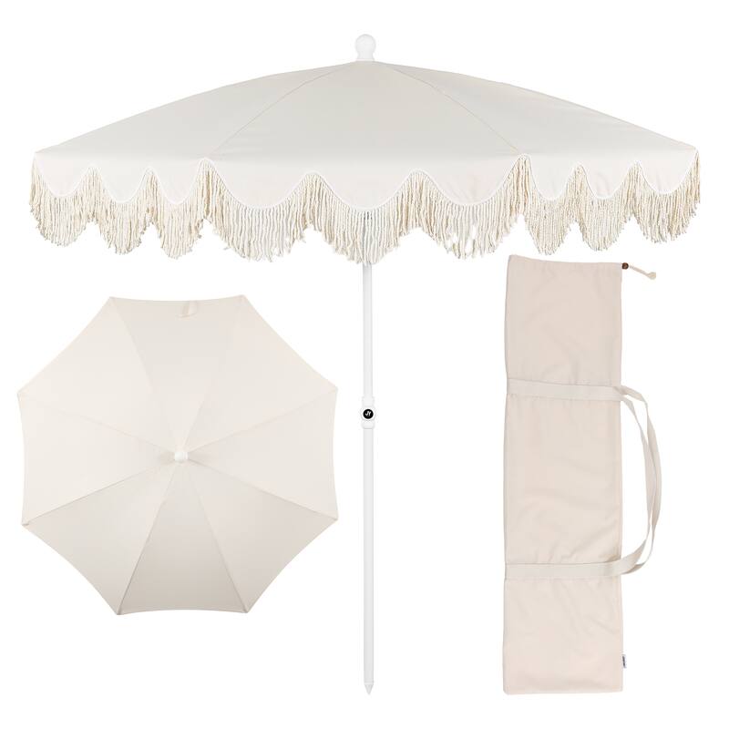 Mariner 6.5ft Classic Fringe Umbrella w/ Tilt & Bag