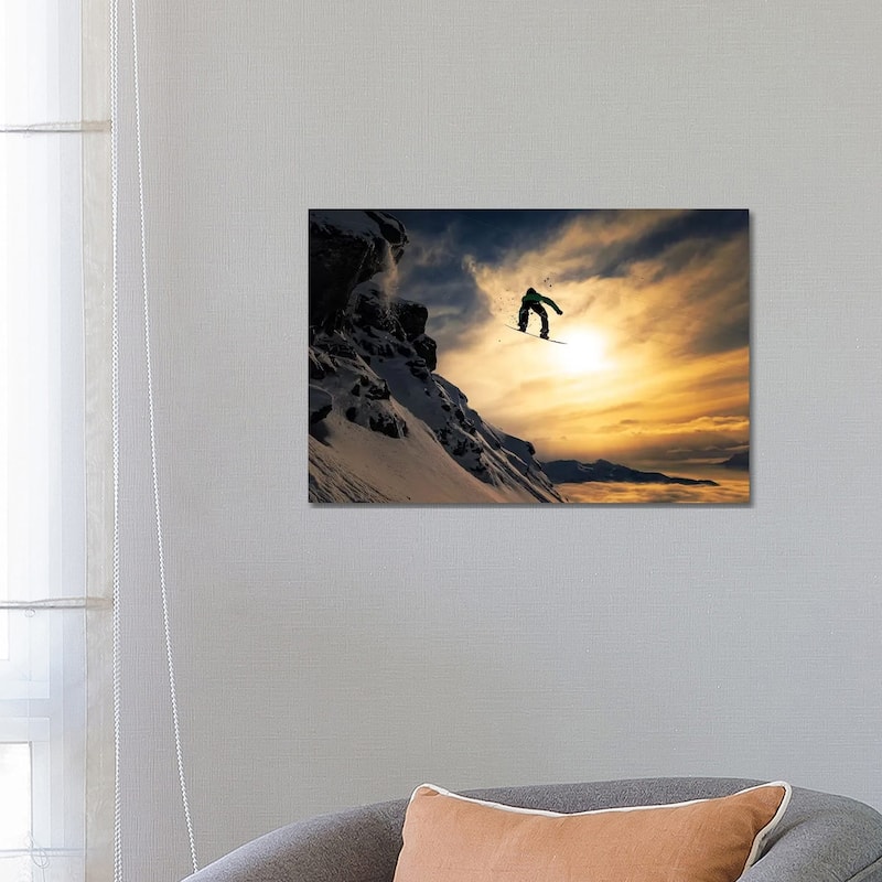 iCanvas "Sunset Snowboarding" by Jakob Sanne Canvas Print - 18x26x1.5