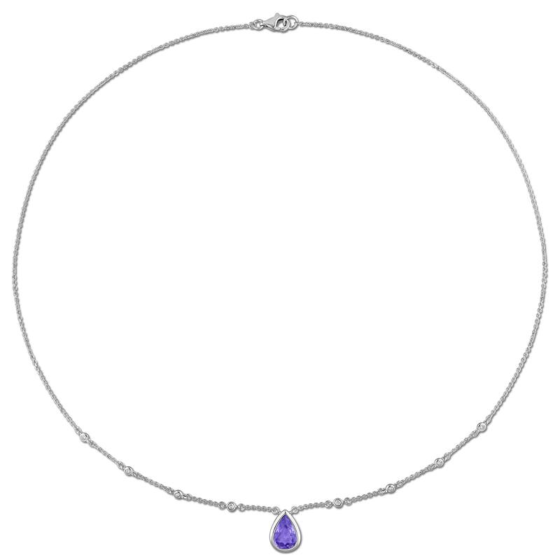 Miadora 2ct TGW Violet Sapphire 1/8ct TDW Diamond Teardrop Necklace in 14k White Gold