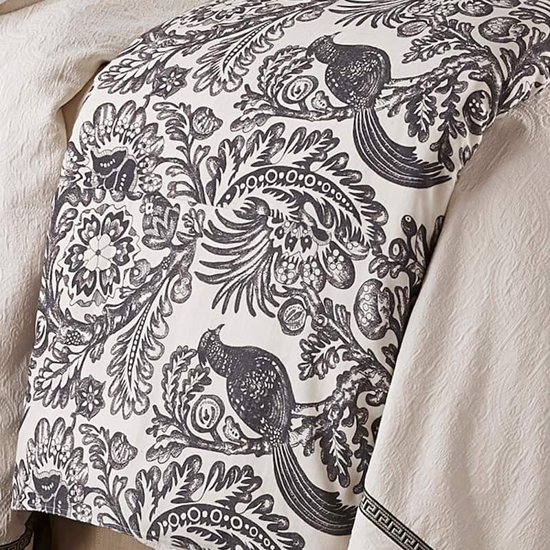 HiEnd Accents Augusta Black and White Botanical Toile Duvet Cover,1PC