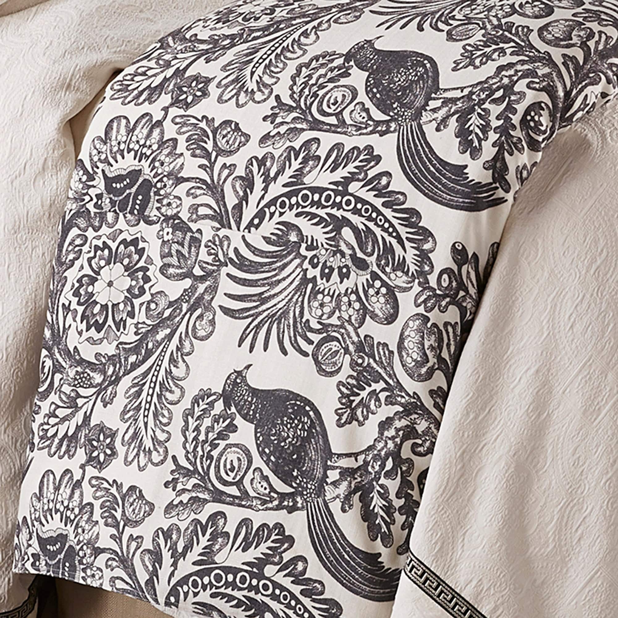 HiEnd Accents Augusta Black and White Botanical Toile Duvet Cover,1PC ...