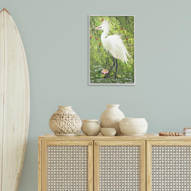 Stupell Sophisticated Heron in Pond Shore Framed Giclee Art Design By Rosiland Solomon