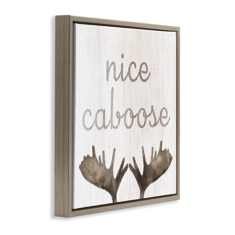 Stupell Nice Caboose Bathroom Moose Antlers Framed Floater Canvas Wall Art Design by Lil' Rue