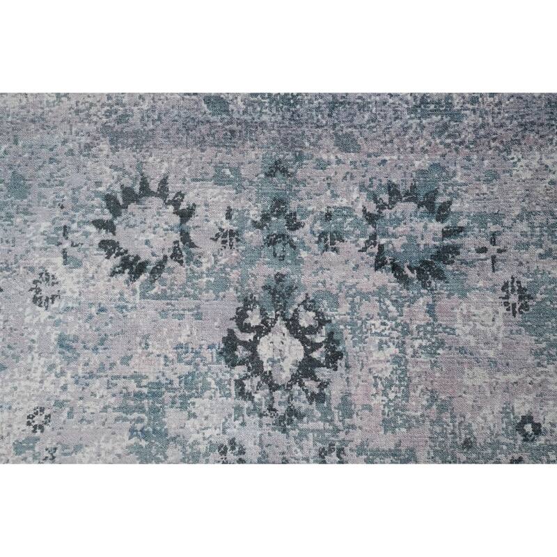 Hand Knotted Oriental Viscose Silk Carpet Transitional All-Over Multi-Colored Oushak Area Rug - 7' 10'' X 5' 7''