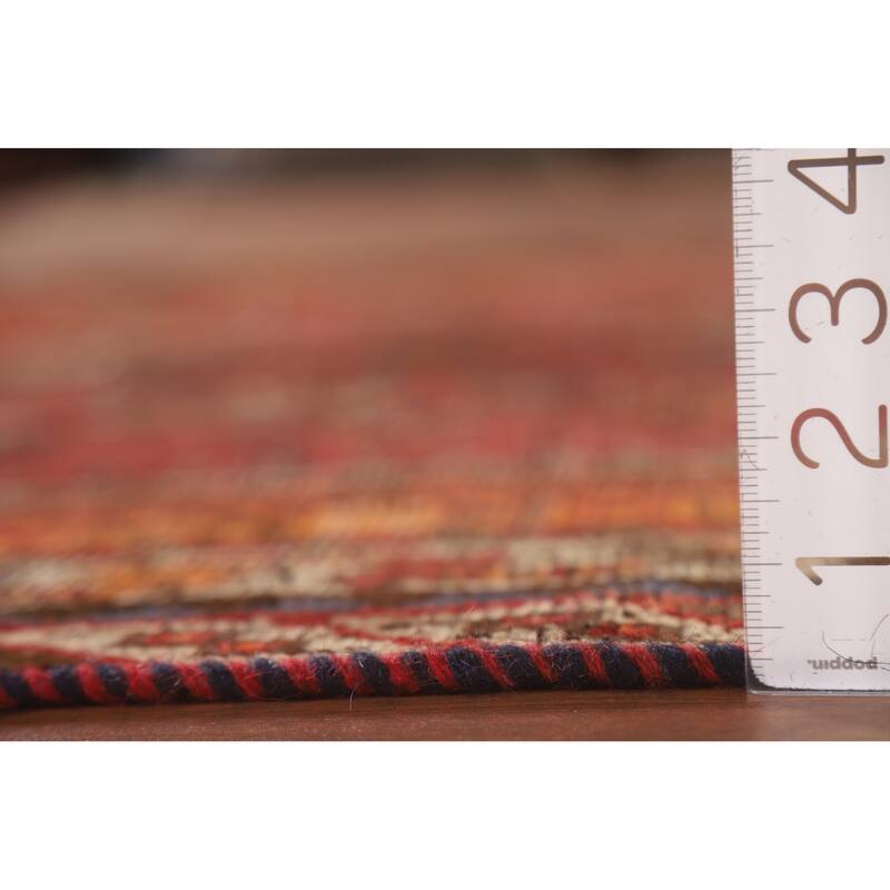Pre-1900 Antique Qashqai Persian Rug Vegetable Dye Wool Carpet - 5'1"x 7'7"