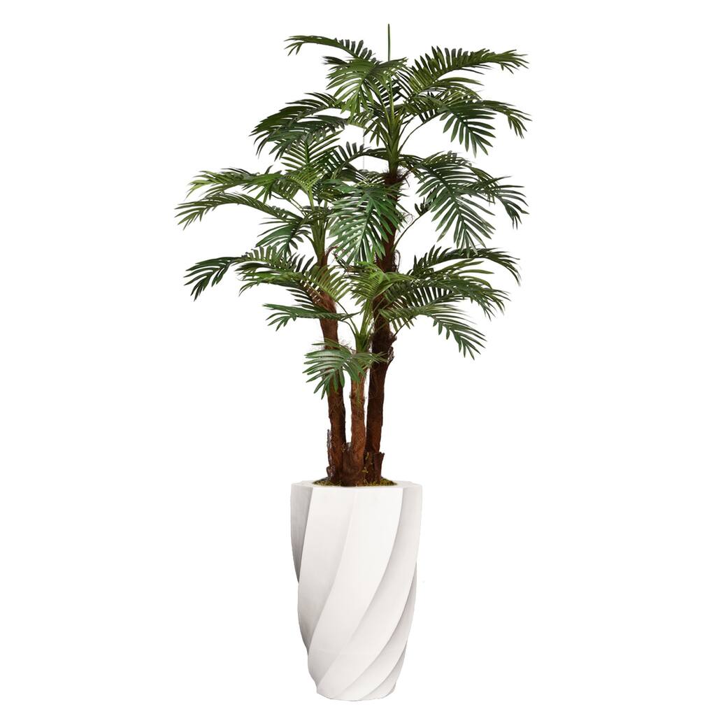 Vintage Home Artificial Faux Real Touch 7.17 Feet Tall Palm Tree With Eco-Paper Planter And Fiberstone Planter - 86"