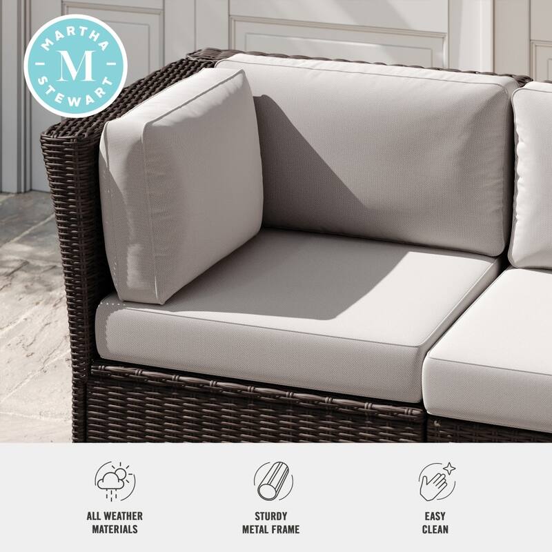 Martha Stewart Outdoor Modular Rattan Wicker Patio Sectional Sofa Corner Seat - 32"W x 32"D x 30"H