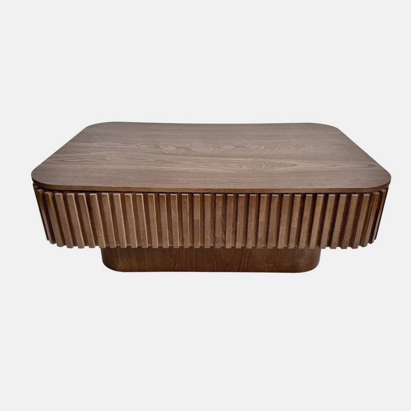 Fluted 38.6" Lift-top Coffee Table, Solid Wood Modern Accent Table with Storage and Adjustable Height