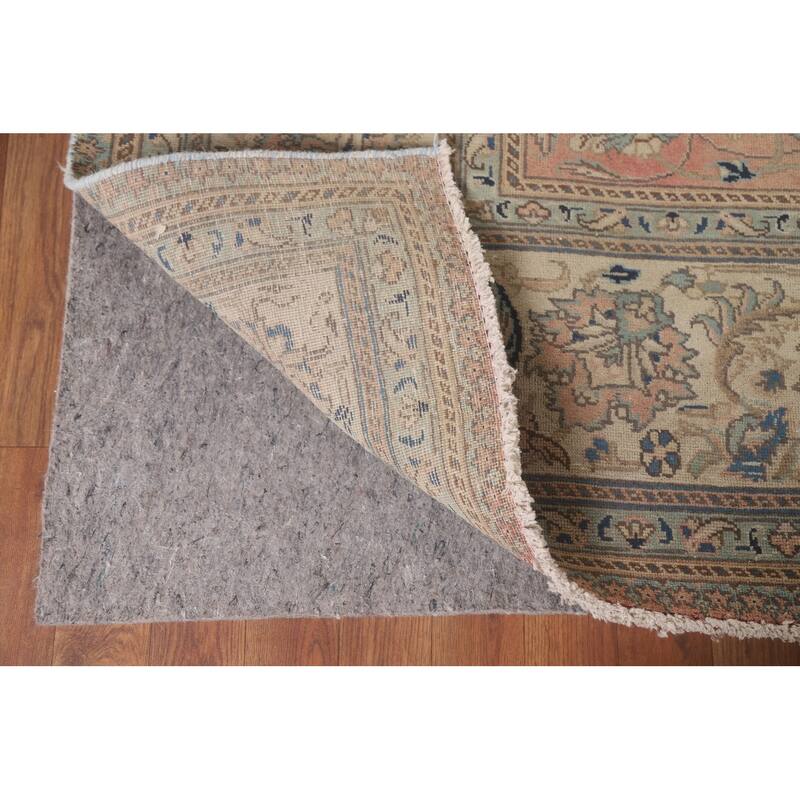 Hand Knotted Oriental 100% Wool Carpet Traditional All-Over Coral Tabriz Area Rug - 12' 6'' X 9' 2''