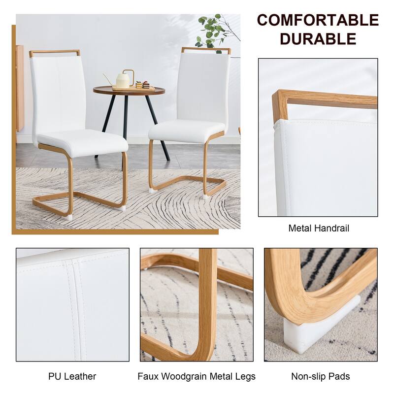 Modern Dining Chair Set of 4, High Back Upholstered Side Chair with C-Shaped Tube Metal Legs Office Chair, Club Guest Chair