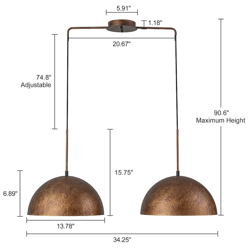 Industiral Hammered Antique Copper Dome Pendant Light