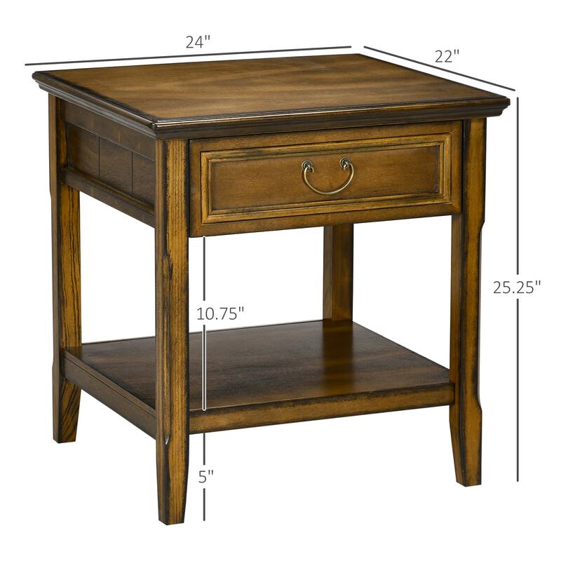 Side Table with Drawer and Open Shelf