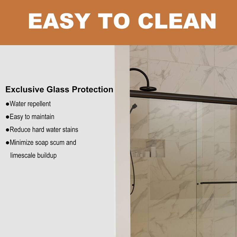 Traditional Sliding Shower Door with Clear Glass