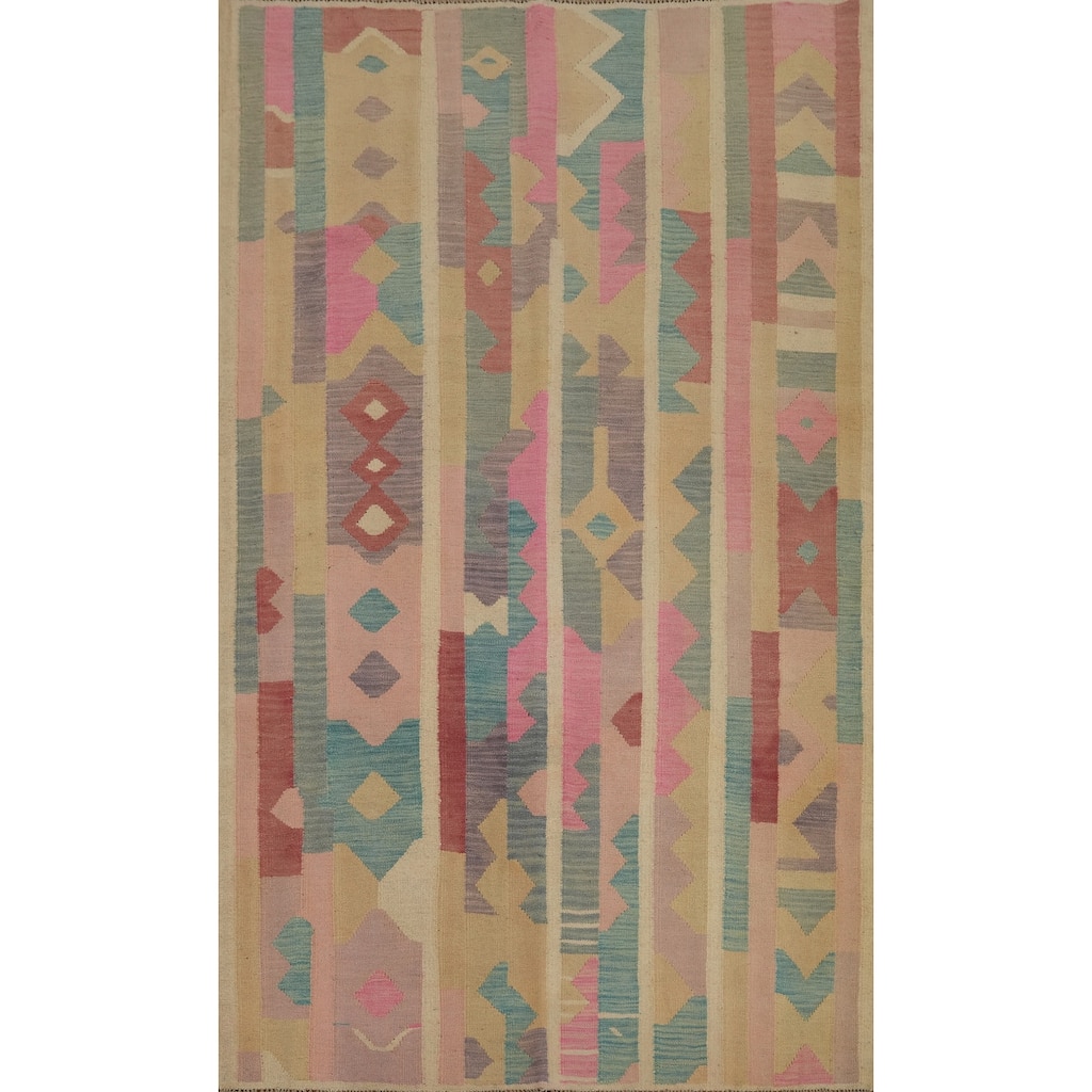 Hand Woven Southwestern Wool Multi-Colored Geometric Area Rug - 8' 3'' X 5' 2''