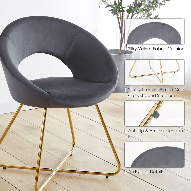 Accent Velvet Chairs Set of 2 Dining Chairs Single Sofa Arm Chair Living Room Furniture Lounge Chairs with Metal Frame Legs