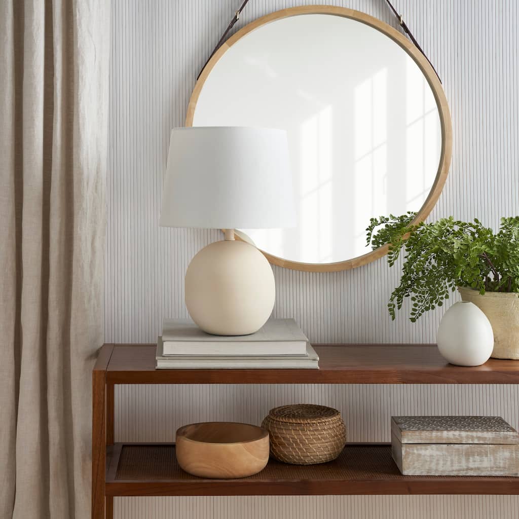 Nourison 18" Round Ceramic Modern Accent Table Lamp