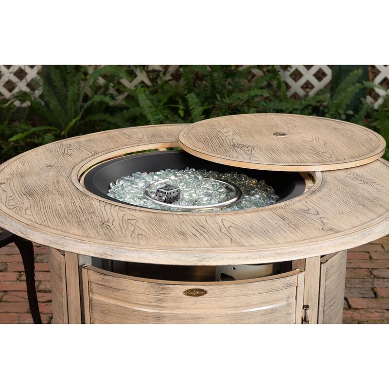 Thatcher Driftwood Round Aluminum LPG Fire Pit - N/A