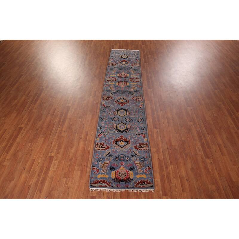 All-Over Kazak Oriental Runner Rug Handmade Traditional Wool Carpet - 2'7"x 11'9"