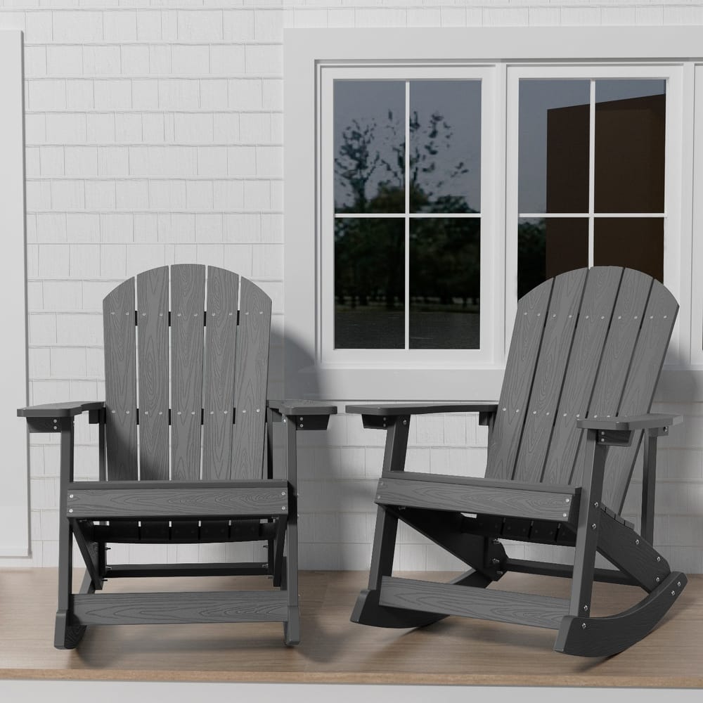 WINSOON HIPS All Weather Outdoor Indoor Oversized Rocking Chair,Adirondack Rocking Chair Set of 2