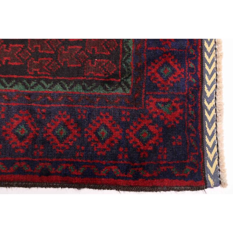 ECARPETGALLERY Hand-knotted Teimani Black, Red Wool Rug - 3'2 x 6'6