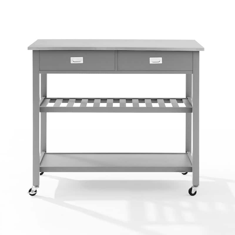 Crosley Chloe Stainless Steel Top Kitchen Island/Cart - 37"H x 42"W x 20"D