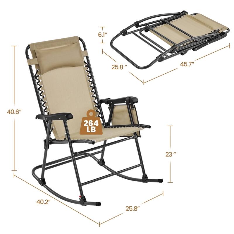 Yaheetech 26in Rocking Chair Foldable Outdoor Lounge Chair