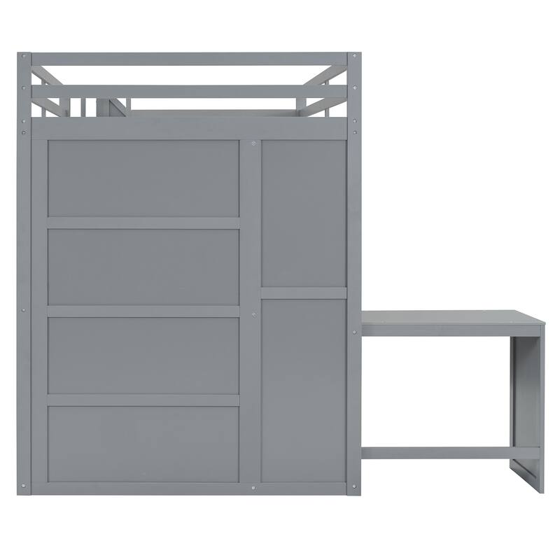 Full Size Bunk Bed with Wardrobe, Desk and Shelves for Kids, Boys and Girls, Bedroom