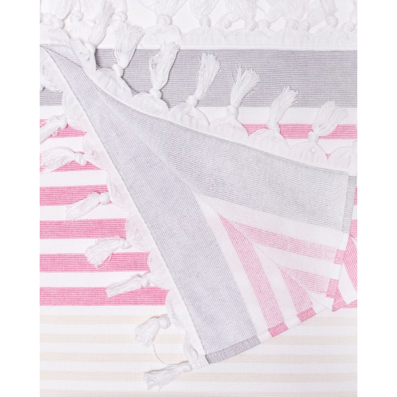 Superior Roxy Stripe Fouta Beach Towel with Tassels - 35" x 68"
