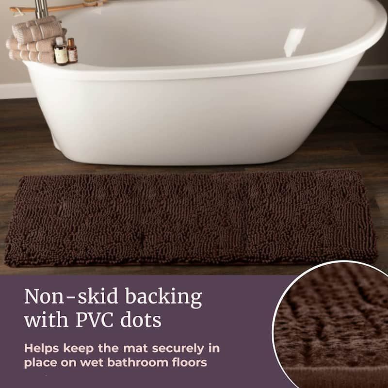 58x24-Inch Bathroom Runner with Non-Slip Backing - Absorbent High-Pile Chenille Memory Foam Bathroom Rug by Windsor Home