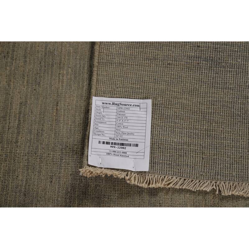 Gabbeh Modern Area Rug Handmade Green Oriental Wool Carpet - 5'7" x 8'0"