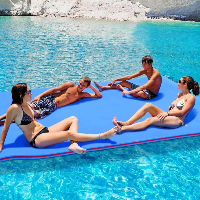 3 Layer Swimming Pool Water Floating Pad Foam Mat - 9' x 6' - Blue
