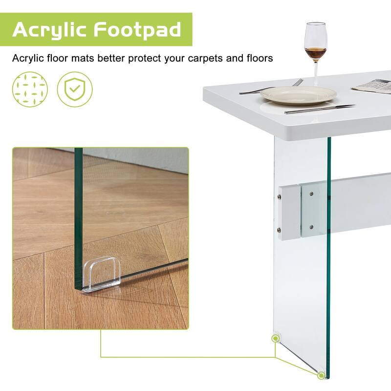ivinta Modern White Dining Table, High Glossy Dining Room Table