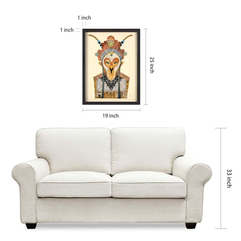 "Beijing Opera Mask 1" Alex Zeng's dimensional collage, under glass & a black shadow box frame