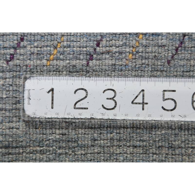 Hand Knotted Oriental 100% Wool Carpet Tribal Stripe Greys & Charcoal Gabbeh Area Rug - 8' 4'' X 5' 11''