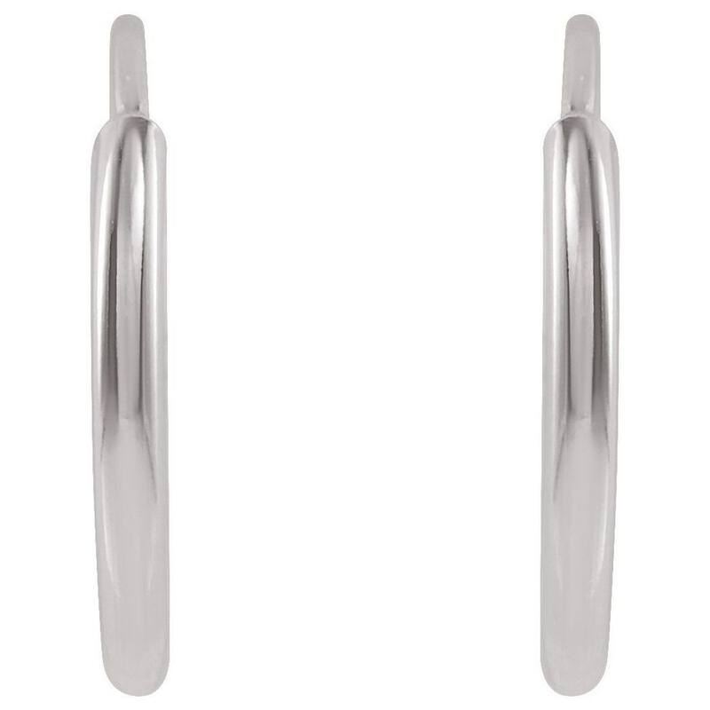 Curata 14k White Gold 10x1mm Polished Endless Flexible Tube Hoop Earrings
