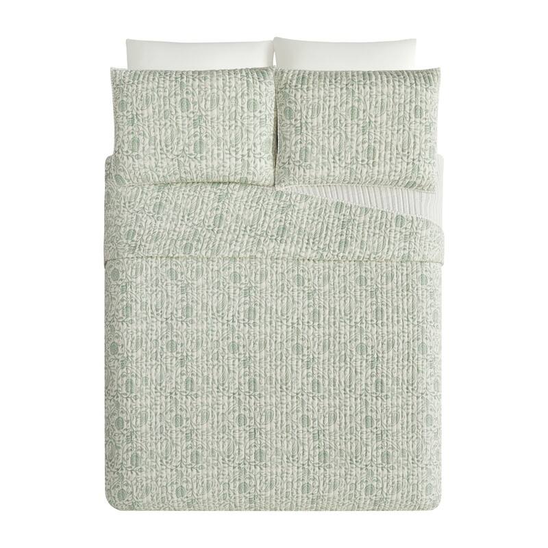 Eden Paisley Gauze 3-Piece Reversible Quilt Set